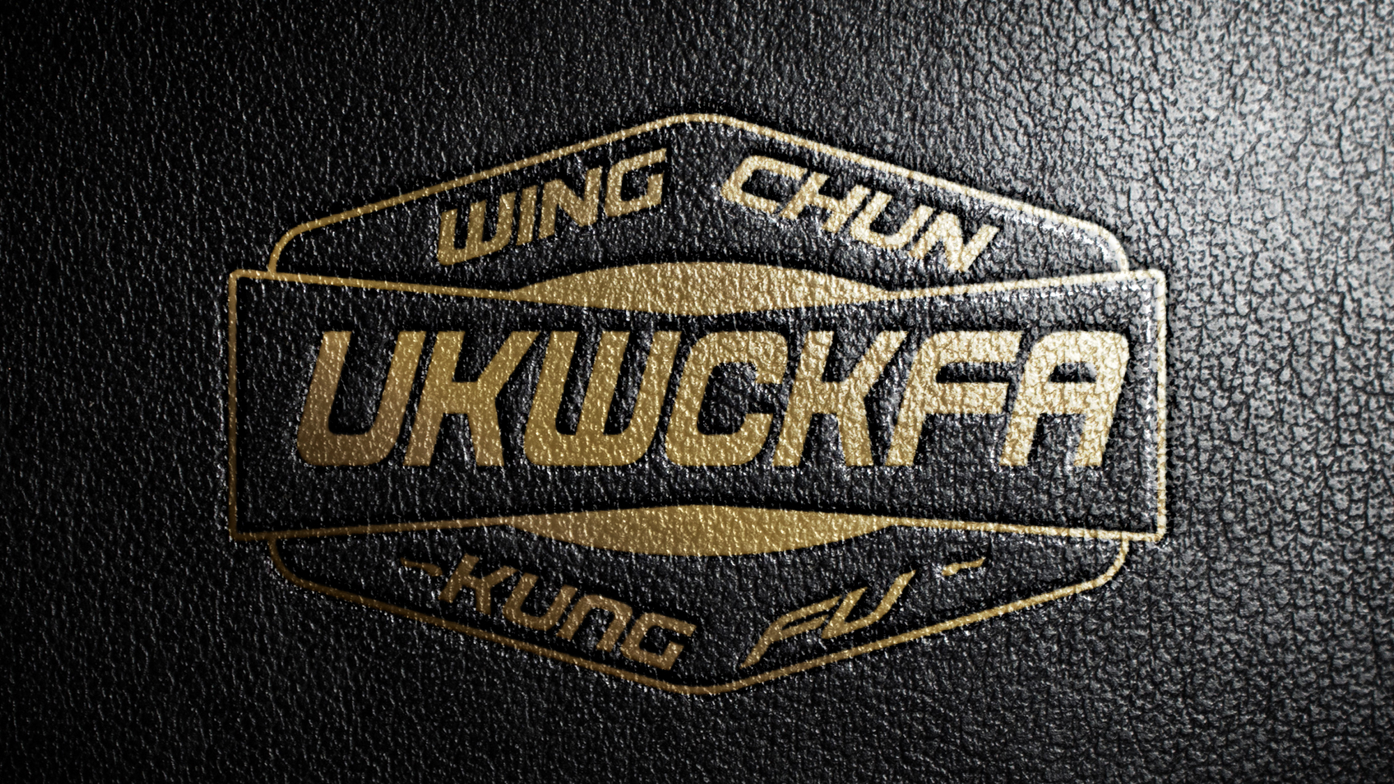 UK Wing Chun Assoc stamp on leather logo