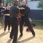 James Sinclair teaching in Hong Kong to a large outdoor audience at the 2nd World VTAA Conference. He was assisted by Master Mark Phillips of the London Wing Chun Academy. 2005