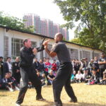 James Sinclair teaching in Hong Kong to a large outdoor audience at the 2nd World VTAA Conference. He was assisted by Master Mark Phillips of the London Wing Chun Academy. 2005.