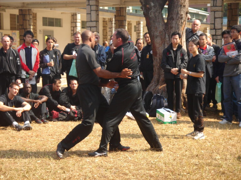 James Sinclair teaching in Hong Kong to a large outdoor audience at the 2nd World VTAA Conference. He was assisted by Master Mark Phillips of the London Wing Chun Academy. 2005