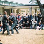 James Sinclair teaching in Hong Kong to a large outdoor audience at the 2nd World VTAA Conference. He was assisted by Master Mark Phillips of the London Wing Chun Academy. 2005.