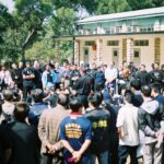 James Sinclair teaching in Hong Kong to a large outdoor audience at the 2nd World VTAA Conference. He was assisted by Master Mark Phillips of the London Wing Chun Academy. 2005.