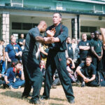 James Sinclair teaching in Hong Kong to a large outdoor audience at the 2nd World VTAA Conference. He was assisted by Master Mark Phillips of the London Wing Chun Academy. 2005.