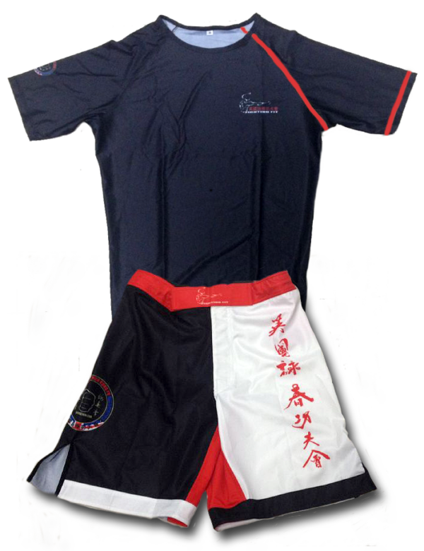 Wing Chun Shorts with hand brush caligraphy in Red and White for Instructors.