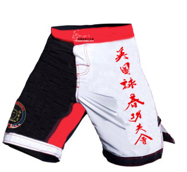 Wing Chun Shorts with hand brush caligraphy in Red and White for Instructors.