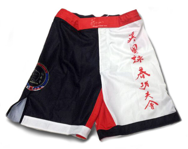 Wing Chun Shorts with hand brush caligraphy in Red and White for Instructors.