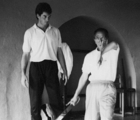 Grandmaster Ip Chun runs through Bart Cham Do Form in Manchester in 1987 after James formally completed Art. James had also just had a challenge fight with another Wing Chun Master which was very bloody for his opponent and Grandmaster Ip Chun continued to teach James knowing it was not James fault that the person challenged him.